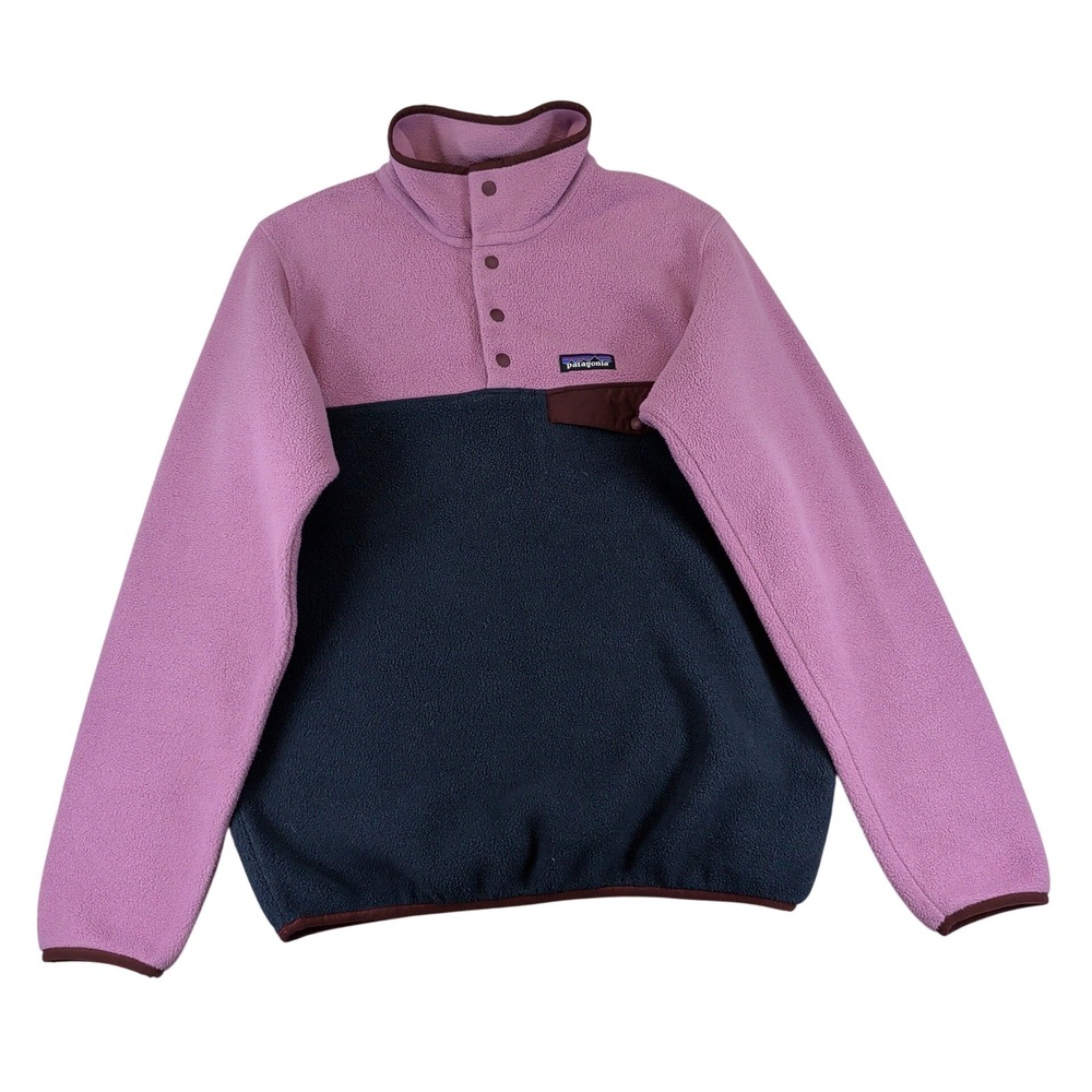 Patagonia Synchilla Lightweight Snap-T Pullover Pink Navy 25455 Womens Small